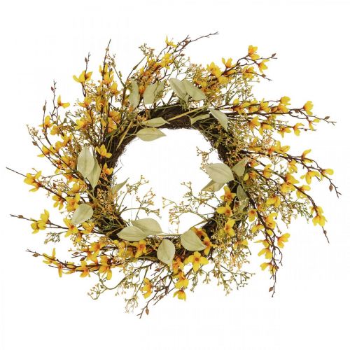Product Door wreath forsythia artificial deco wreath yellow Ø48cm
