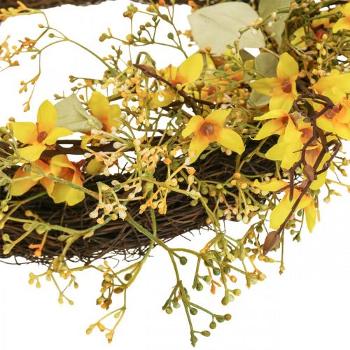 Floristik24 Door wreath forsythia artificial deco wreath yellow Ø48cm