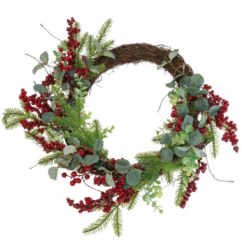 Floristik24 Christmas door wreath illuminated berries LED wreath Ø37cm