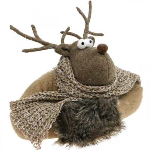 Door stopper reindeer with scarf advent decoration brown H19cm