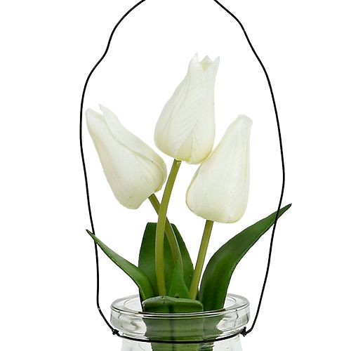 Floristik24 Tulip white in glass H21cm 1pc