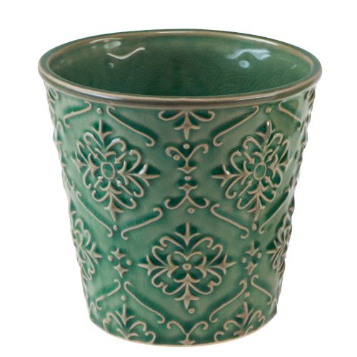 Product Planter ceramic crackle glaze green Ø10cm H13cm 2pcs