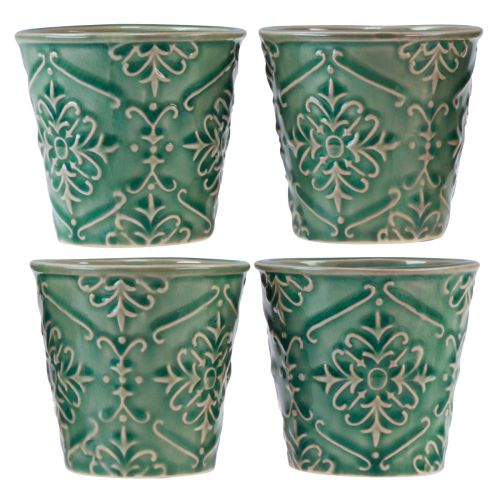 Floristik24 Planter ceramic crackle glaze green Ø7cm H8cm 4pcs
