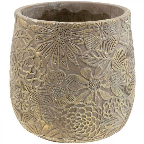 Product Planter gold flowers ceramic flower pot Ø13.5cm H15cm