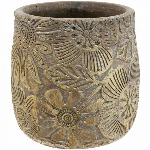 Product Planter gold flowers ceramic flower pot Ø17cm H19cm