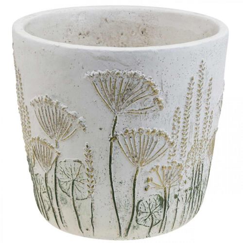 Planter Large Flower Pot Ceramic White Gold Ø20.5cm H20cm