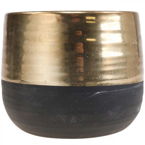 Floristik24 Planter Large Ceramic Black Gold Flower Pot Ø20.5cm H18cm