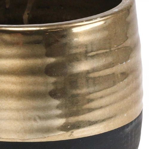 Floristik24 Planter Large Ceramic Black Gold Flower Pot Ø20.5cm H18cm