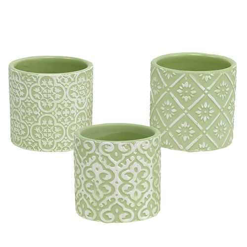 Floristik24 Planter light green with pattern Ø7cm H6,5cm 6pcs