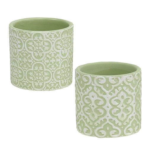 Floristik24 Planter light green with pattern Ø7cm H6,5cm 6pcs