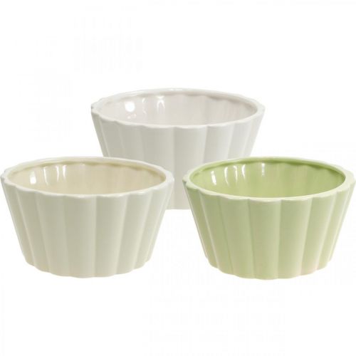 Planter, ceramic, decorative planter, round, wave pattern, Ø16cm 3pcs