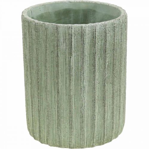 Floristik24 Planter Ceramic Green Retro Striped Ø13.5cm H17cm