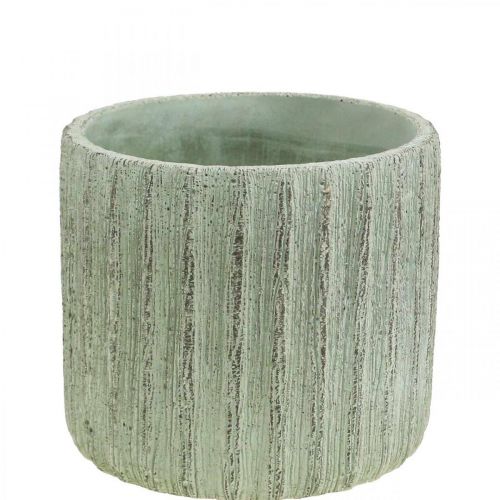 Floristik24 Planter Ceramic Green Retro Striped Ø12.5cm H11.5cm