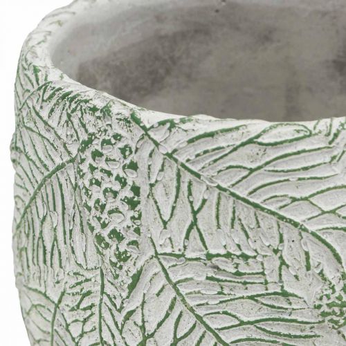 Product Planter ceramic green white gray fir branches Ø13.5cm H13.5cm