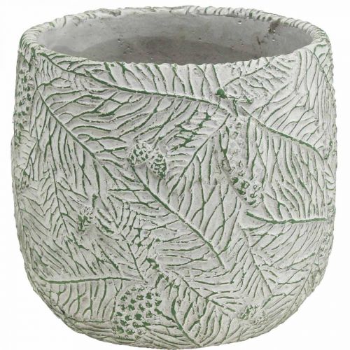 Planter ceramic green white gray fir branches Ø12.5cm H12cm