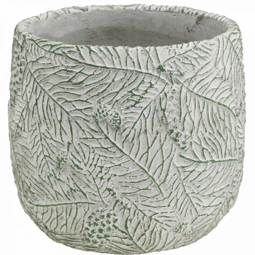 Product Planter ceramic green white gray fir branches Ø12.5cm H12cm