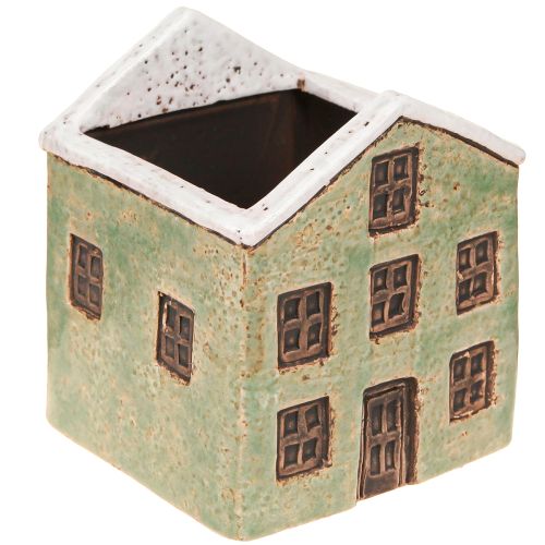 Product Planter Ceramic House Christmas Mint White 10×10×12cm
