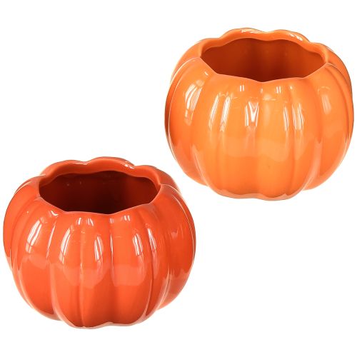 Planter ceramic pumpkin plant pot orange Ø9.5cm H6.5cm 4 pcs