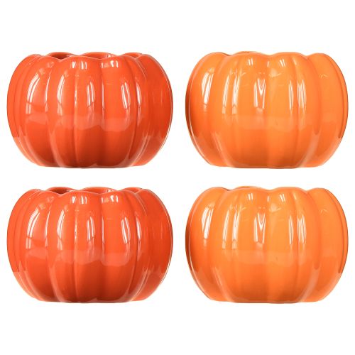 Product Planter ceramic pumpkin plant pot orange Ø9.5cm H6.5cm 4 pcs