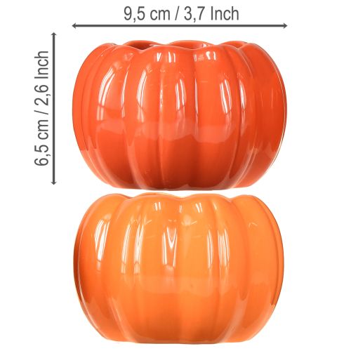 Product Planter ceramic pumpkin plant pot orange Ø9.5cm H6.5cm 4 pcs