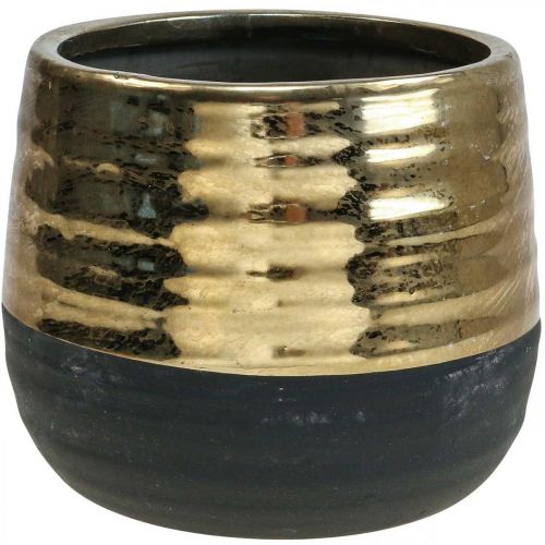 Floristik24 Planter Ceramic Black Gold Flower Pot Ø13cm H12.5cm