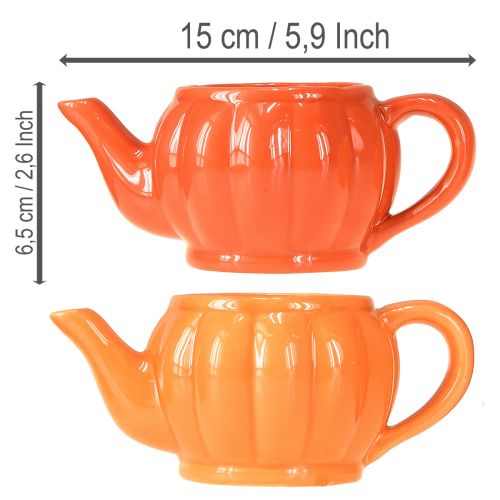 Floristik24 Planter ceramic teapot orange assorted 15×9×6.5cm 2 pcs