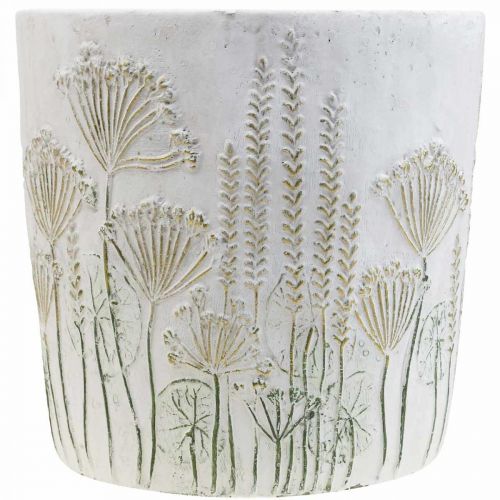 Product Planter Ceramic White Gold Flower Pot Ø17.5cm H16.5cm