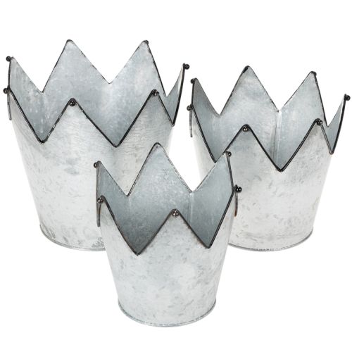 Floristik24 Planter crown metal decorative zinc Ø21.5/19.5/17cm set of 3