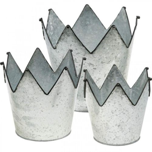 Floristik24 Planter crown metal decoration zinc Ø21.5/19.5/17cm set of 3