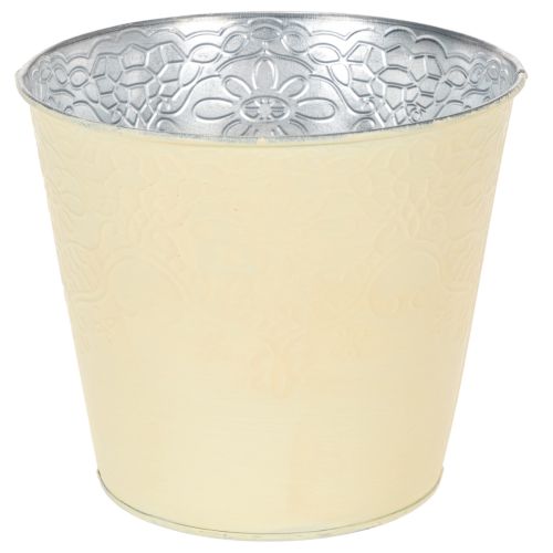 Floristik24 Metal planter, pastel yellow, Ø16cm H14cm