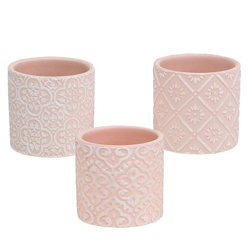 Floristik24 Planter with pattern pink Ø7cm H6,5cm 12pcs