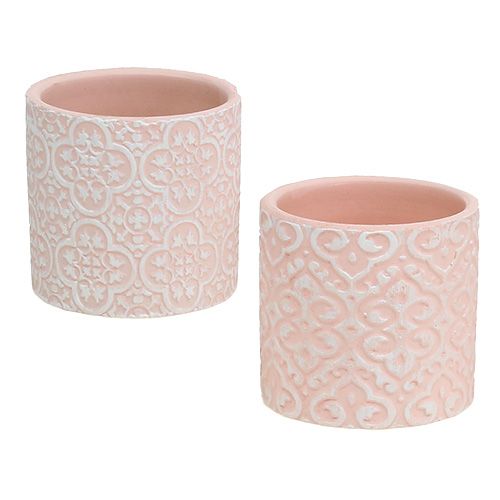 Floristik24 Planter with pattern pink Ø7cm H6,5cm 12pcs
