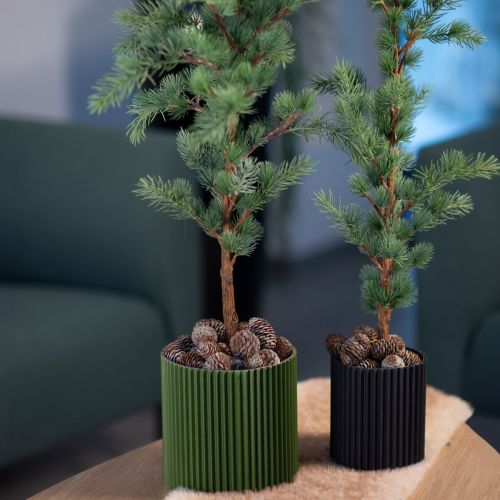 Planter paper flowerpot dark green Ø13cm H12cm 4 pcs