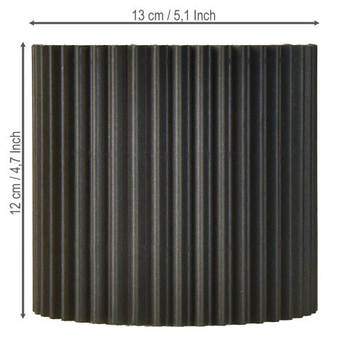 Product Paper Plant Pot Grooved Black Paper Pot Ø13cm H12cm 4pcs