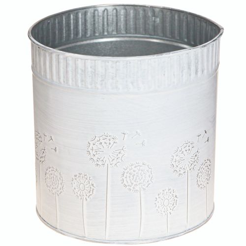 Floristik24 Planter Dandelions Metal Flowerpot White Ø15.5cm H15.5cm