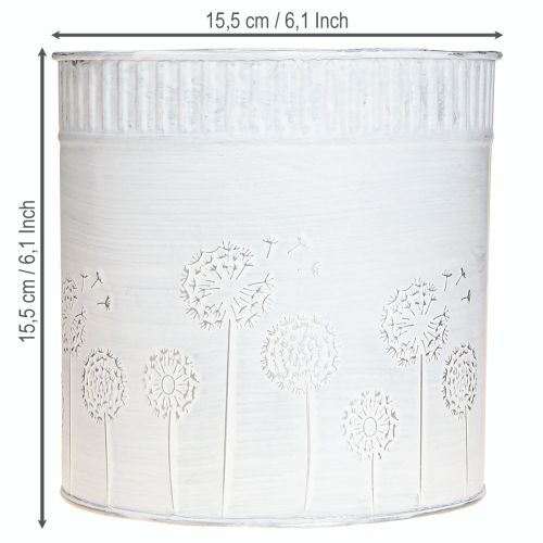 Product Planter Dandelions Metal Flowerpot White Ø15.5cm H15.5cm