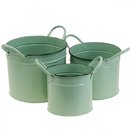 Floristik24 Planter vintage plant pot tin bucket with handle set of 3