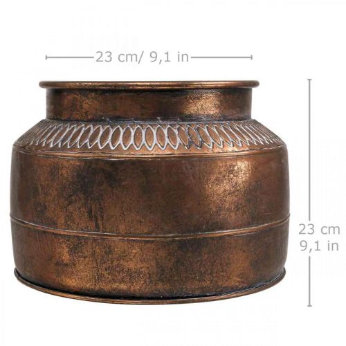 Product Planter large metal copper relief decorative planter Ø31.5cm H23cm