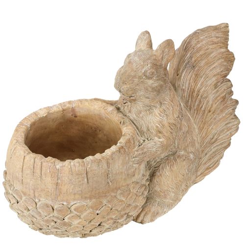 Planter with squirrel cast stone decoration 26×14×19cm