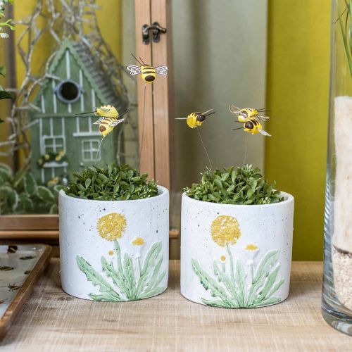 Product Planter concrete dandelion summer decoration flower pot Ø12.5cm H11cm 3pcs