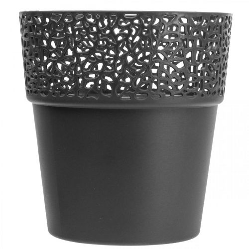 Product Planter plastic flower pot anthracite Ø14.5cm H15.5cm
