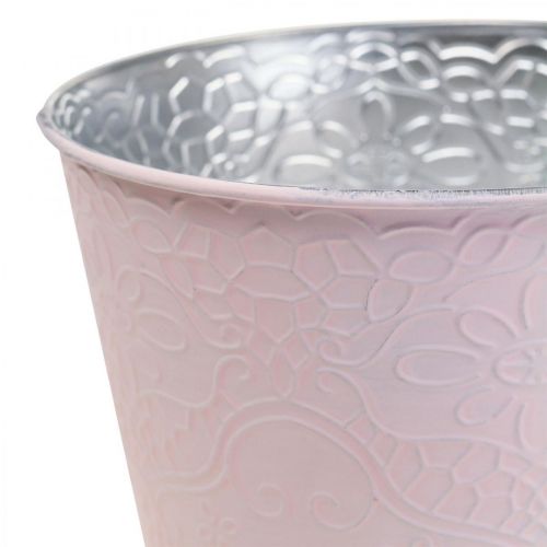 Floristik24 Planter metal flower planter pastel pink Ø16cm H14cm