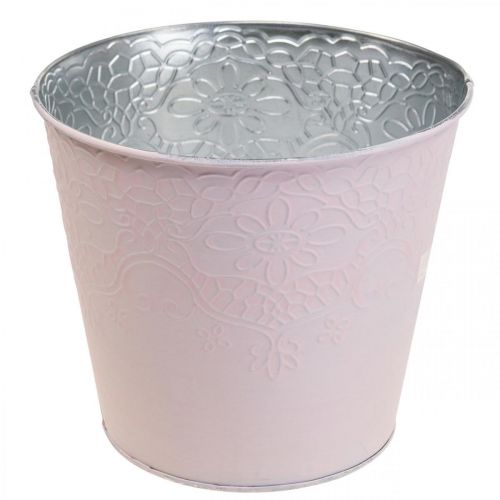 Floristik24 Planter metal flower planter pastel pink Ø20cm H16cm
