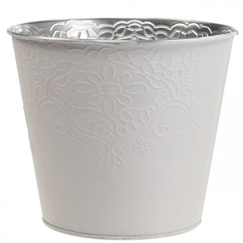 Floristik24 Planter metal flower planter pastel white Ø20cm H16cm