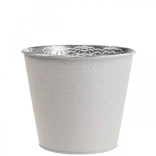 Flower pot metal flower pot pastel white Ø12cm
