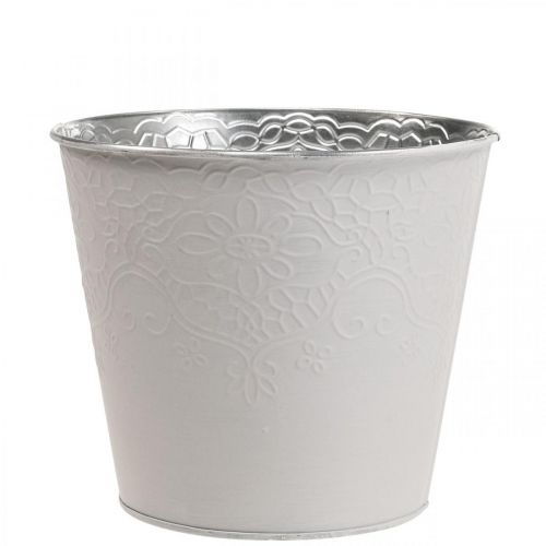 Floristik24 Planter metal flower planter pastel white Ø13.5cm H12.5cm