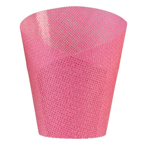 Product Planter paper plant pot woven pink yellow green Ø9cm H18cm 9pcs