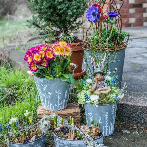 Floristik24 Planter planter vintage decorative metal bucket Ø16cm H15cm