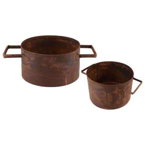 Planter rust metal plant pot Ø19.5cm/26cm set of 2