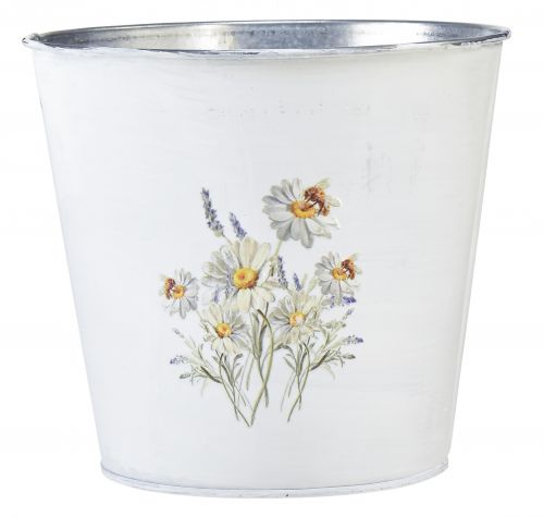 Floristik24 Planter white metal flower pot flowers Ø16cm H14.5cm